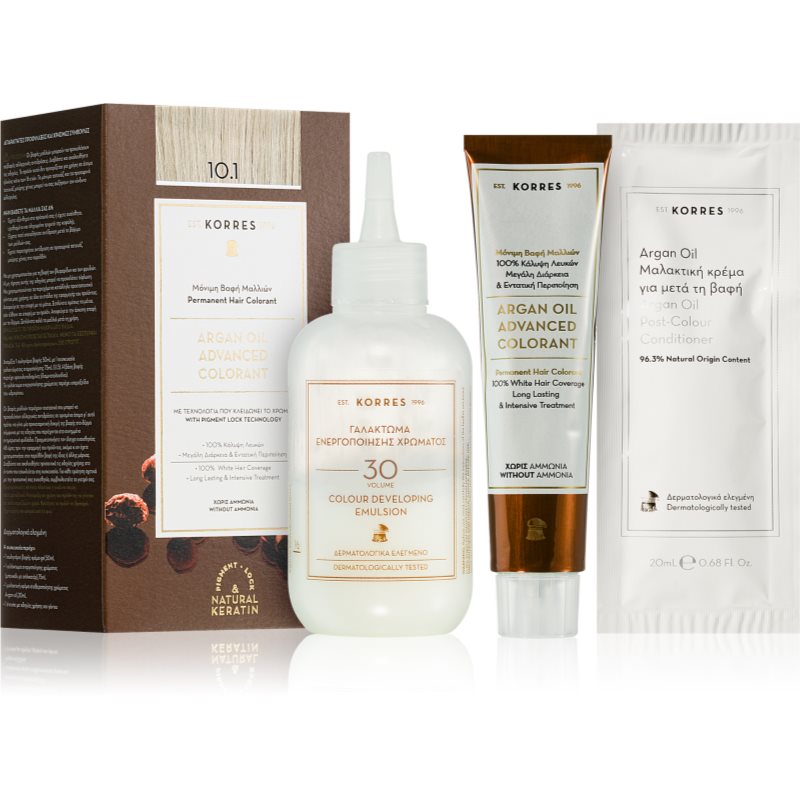 Korres Argan Oil tartós hajfesték Argán olajjal árnyalat 10.1 Platinum Ash Blonde 50 ml-Ár