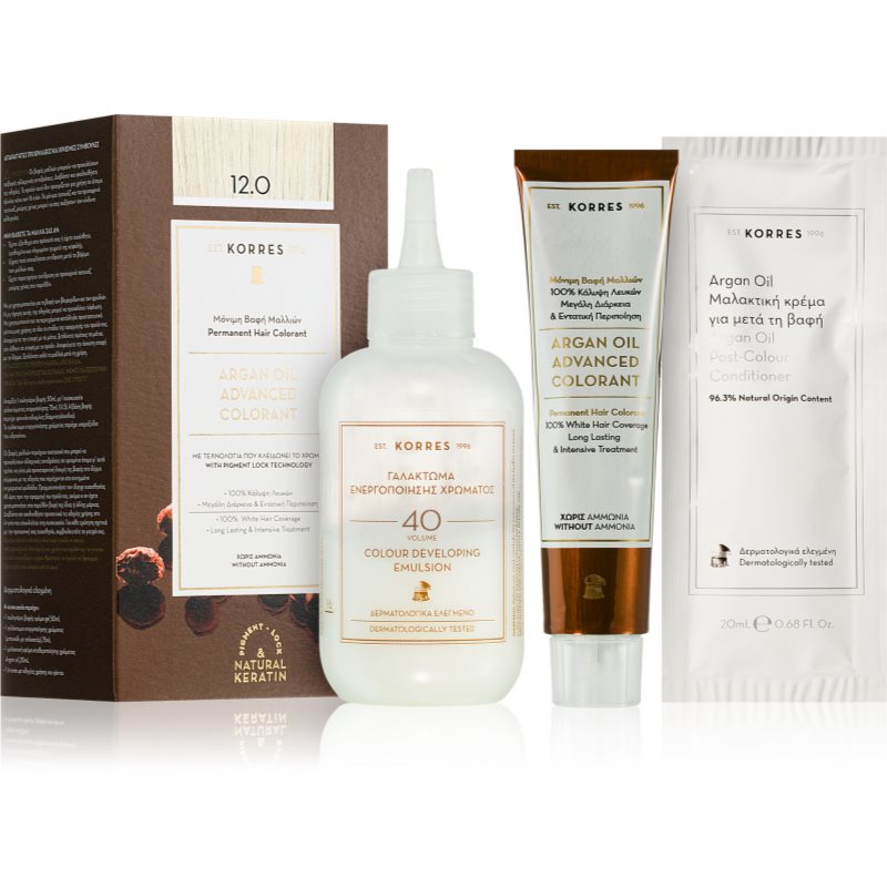 Korres Argan Oil tartós hajfesték Argán olajjal árnyalat 12.0 Special Blonde 50 ml-Ár