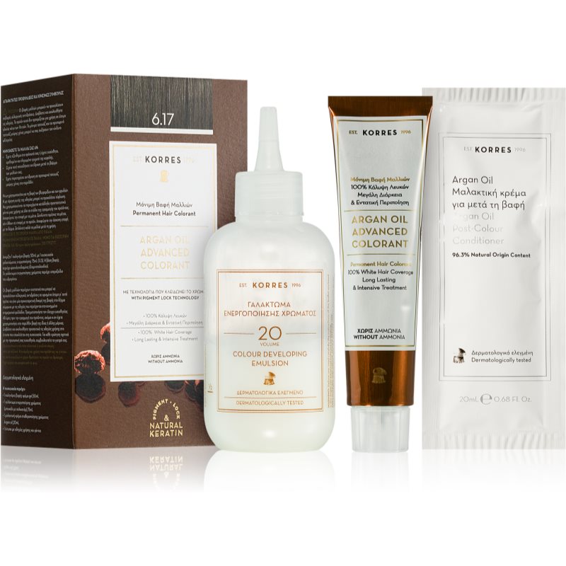 Korres Argan Oil tartós hajfesték Argán olajjal árnyalat 6.17 Dark Blond Beige 50 ml-Ár