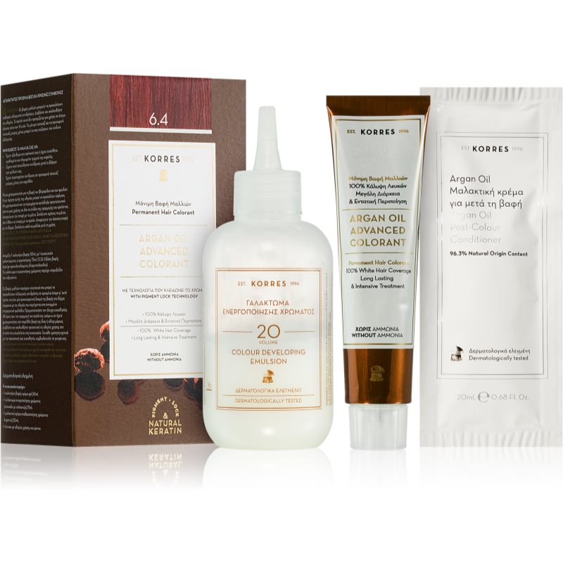 Korres Argan Oil tartós hajfesték Argán olajjal árnyalat 6.4 Copper Dark Blonde 50 ml-Ár