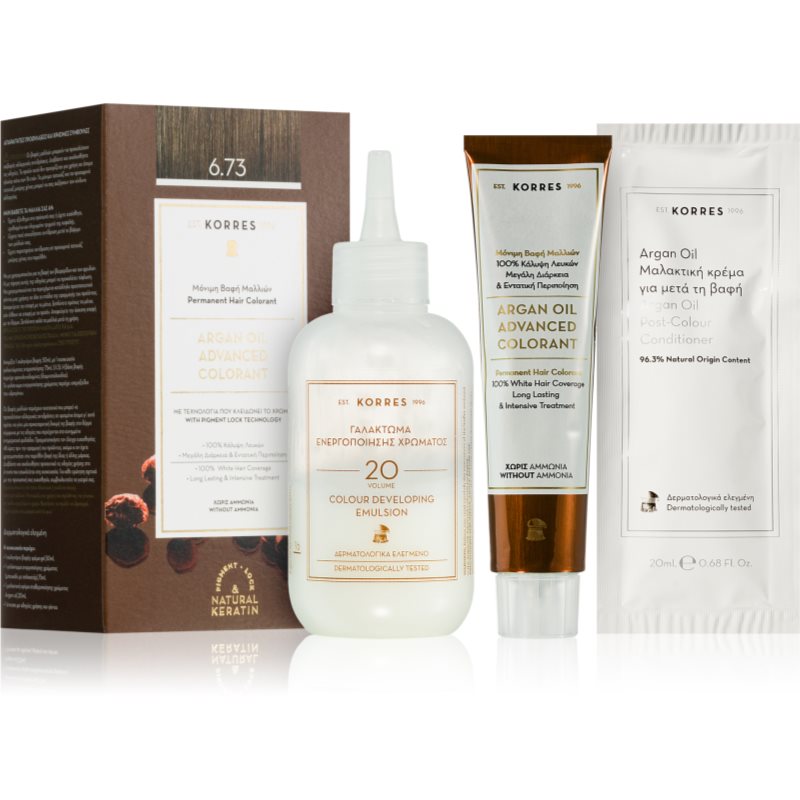 Korres Argan Oil tartós hajfesték Argán olajjal árnyalat 6.73 Golden Cocoa 50 ml-Ár