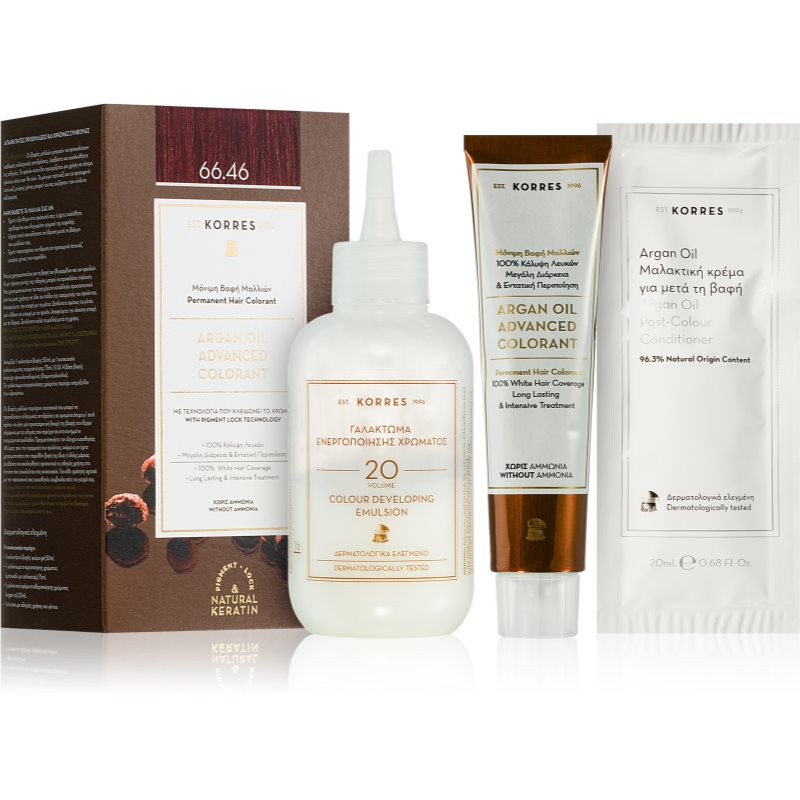 Korres Argan Oil tartós hajfesték Argán olajjal árnyalat 66.46 Intense Burgundy Red 50 ml-Ár