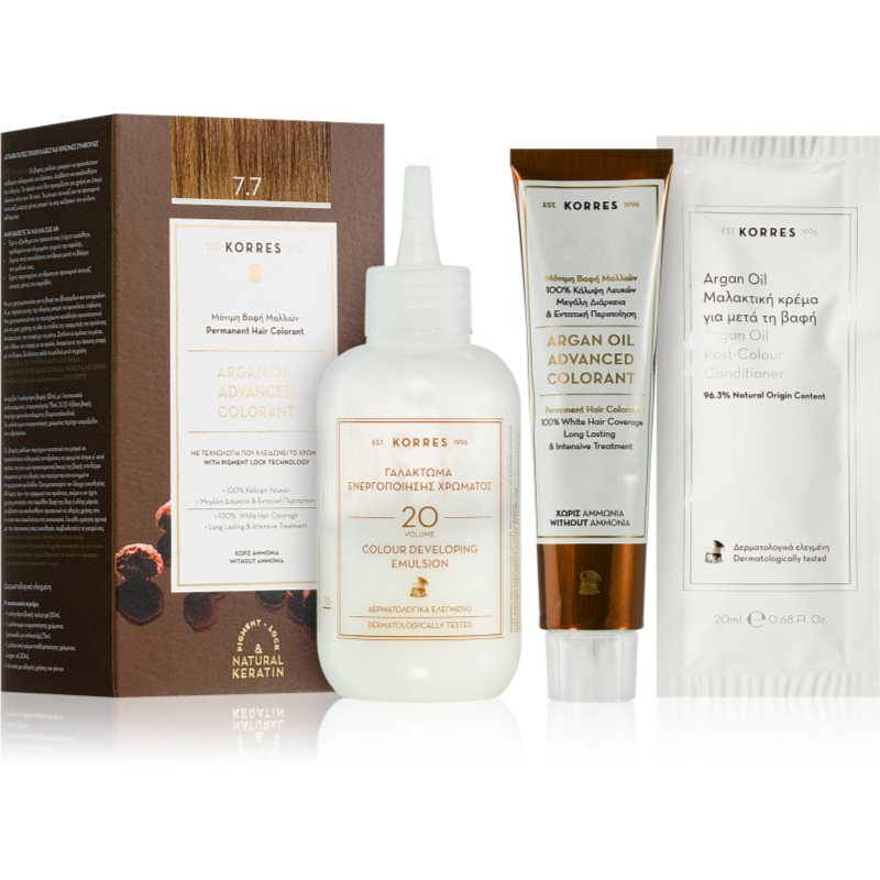 Korres Argan Oil tartós hajfesték Argán olajjal árnyalat 7.7 Mocha 50 ml-Ár