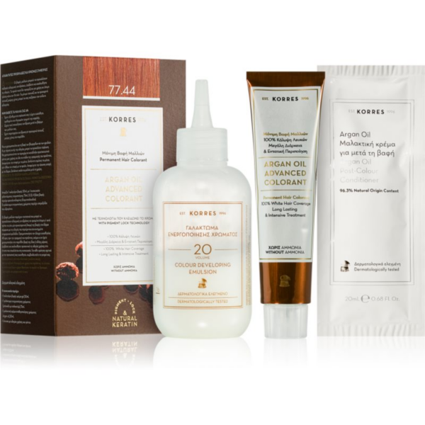 Korres Argan Oil tartós hajfesték Argán olajjal árnyalat 77.44 Intense Copper Blonde 50 ml-Ár