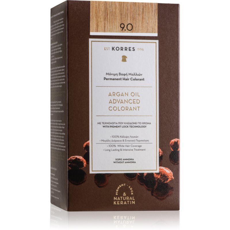Korres Argan Oil tartós hajfesték Argán olajjal árnyalat 9.0 Very Light Blonde 50 ml-Ár