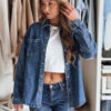 Koszula damska jeansowa oversize OVERLLO niebieska Dstreet