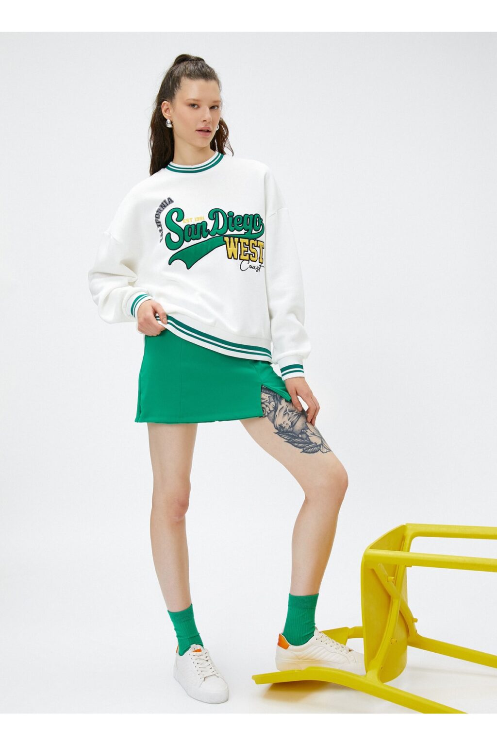 Koton 4wal10018ik 010 Ecru Girls' Cotton Jersey Sweatshirt
