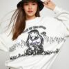 Koton Anime Sweatshirt Oversize Crew Neck Long Sleeve Fleece Inner