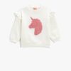 Koton Applique Detailed Sweatshirt Crew Neck Cotton