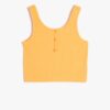 Koton Athlete Crop Sleeveless Thick Straps U-Neck Button Detail