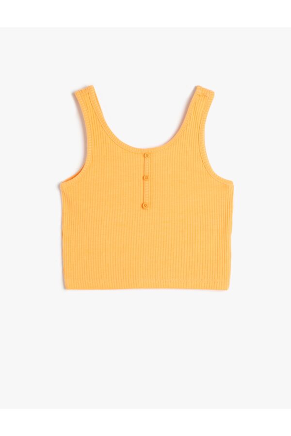 Koton Athlete Crop Sleeveless Thick Straps U-Neck Button Detail