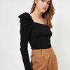 Koton Balloon Sleeve Detail Square Collar Knitwear Sweater