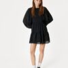 Koton Balloon Sleeve Mini Dress Long Sleeve Round Neck Lined Tiered
