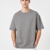 Koton Basic Oversize T-Shirt with a Crew Neck Short Sleeves.