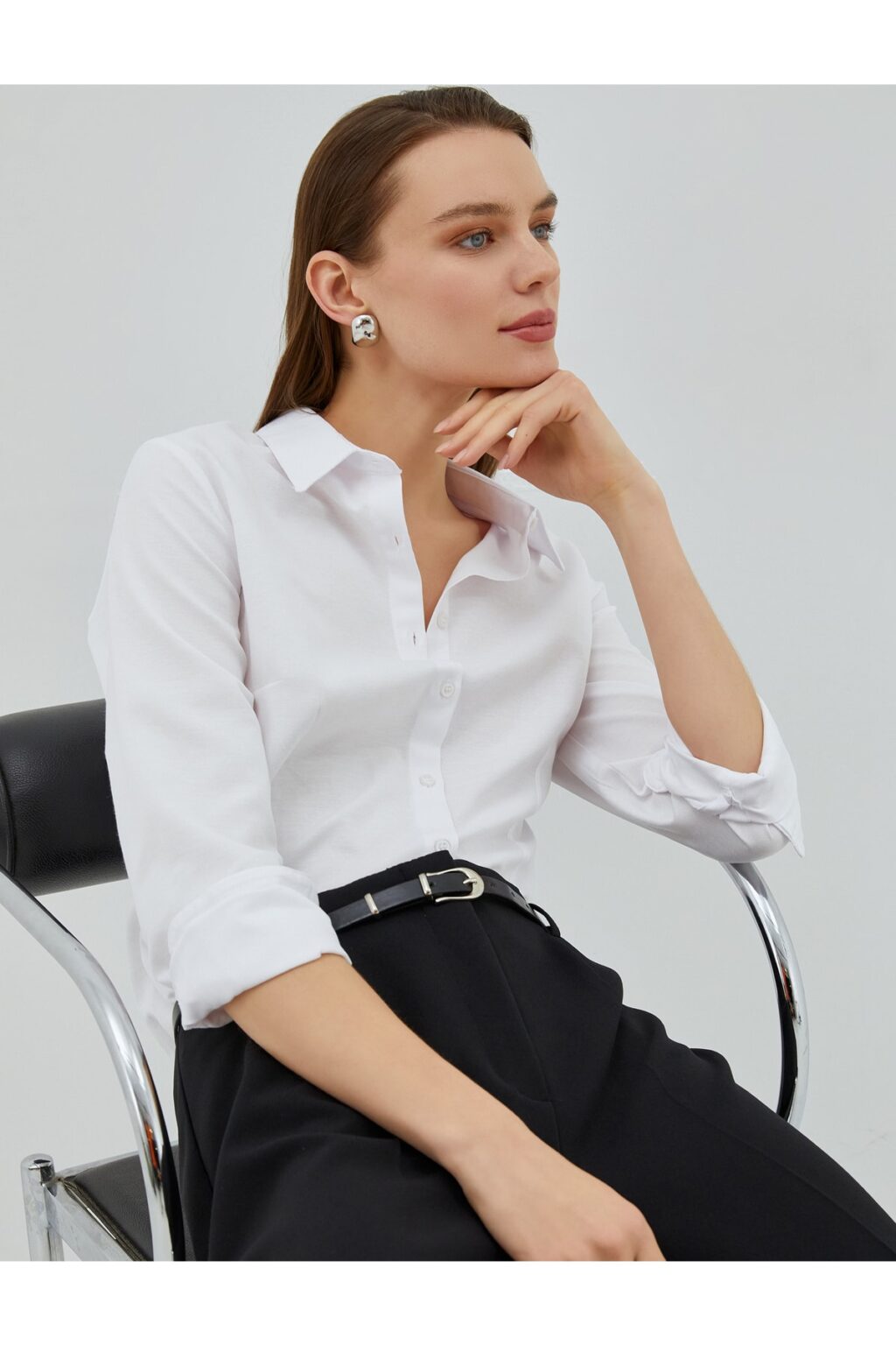 Koton Basic Shirt Long Sleeve with Stitching Detail