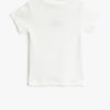 Koton Basic Short Sleeve T-Shirt Textured with Embroidered Detail