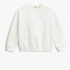 Koton Basic Sweatshirt with Embroidery Detailed Crew Neck Cotton.