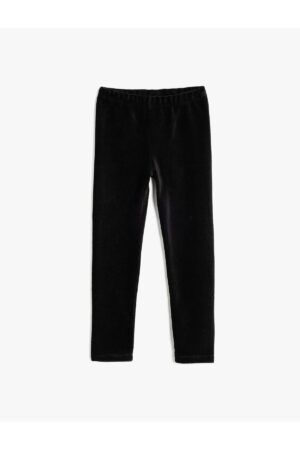 Koton Basic Velvet Leggings with Elastic Waist and Cotton Blend