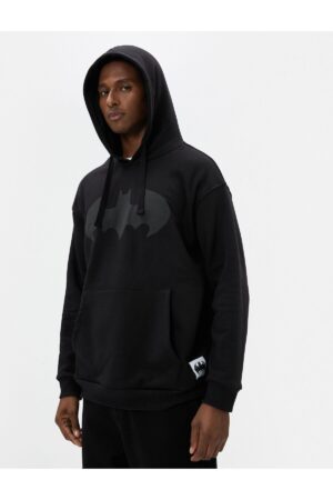 Koton Batman Oversized Hoodie Licensed Printed Raised Kangaroo Pocket