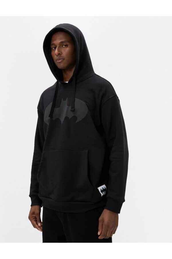 Koton Batman Oversized Hoodie Licensed Printed Raised Kangaroo Pocket