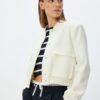 Koton Bomber Jacket Pocket Detail Snap Button Crepe Fabric