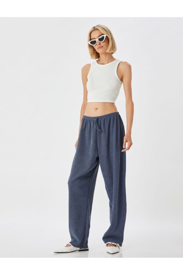 Koton Comfortable Fit Textured Waist Tied Trousers