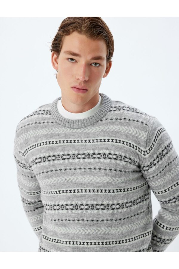 Koton Crew Neck Patterned Knitwear Sweater