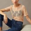 Koton Crew Neck Short Sleeve Lace Blouse