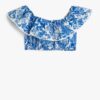 Koton Crop Blouse Off The Shoulder Ruffle Floral Viscose