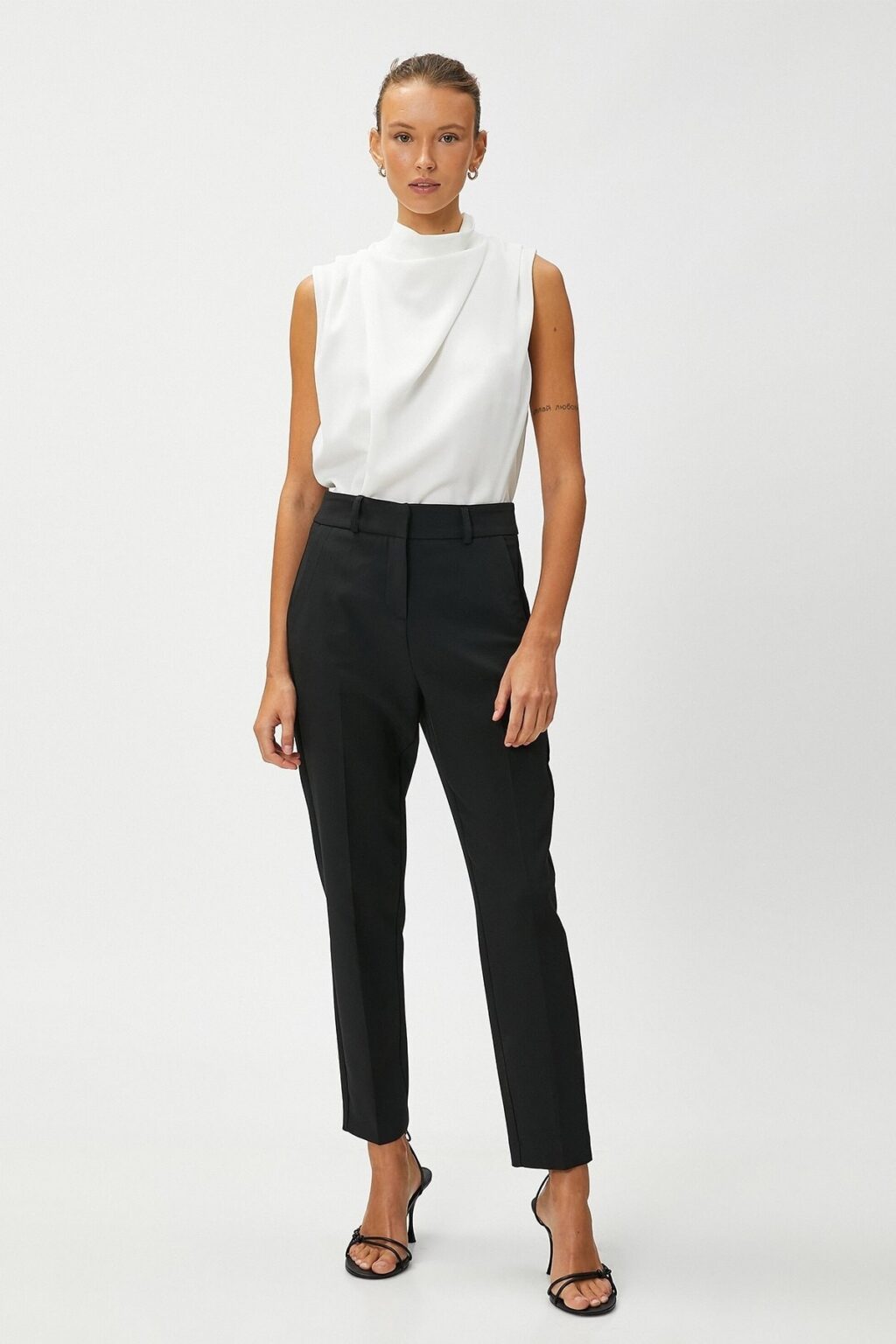 Koton Crop Cigarette Trousers Straight Leg
