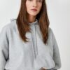 Koton Crop Hooded Sweatshirt with Elastic Waist