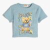 Koton Crop T-Shirt Short Sleeve Crew Neck Printed Ribbed