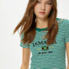 Koton Crop T-Shirt Short Sleeve Crew Neck Slim Fit Camisole Embroidered