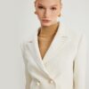 Koton Crop Tweed Blazer Jacket Double Breasted Pearl Buttons