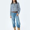 Koton Crop Tweed Jacket Shirt Collar Pocket Detail Buttoned