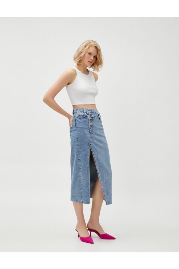 Koton Denim Skirt with Slits