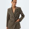 Koton Double Breasted Belted Blazer Jacket with Pockets
