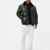 Koton Faux Leather Puffer Jacket with Fur Collar and Pocket