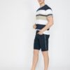 Koton Férfi Navy Blue Normál Derék Pocket Részletes Csíkos Rövidnadrág