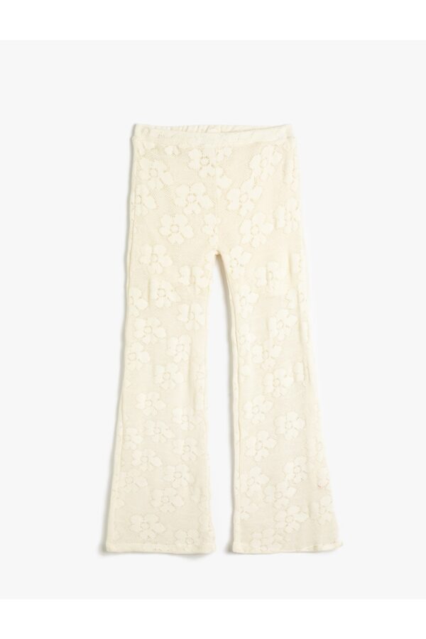 Koton Flare Leg Crochet Leggings Trousers Half Lined Elastic Waist