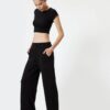 Koton Flare Leg Leggings Trousers Ribbed High Waist Slim Fit