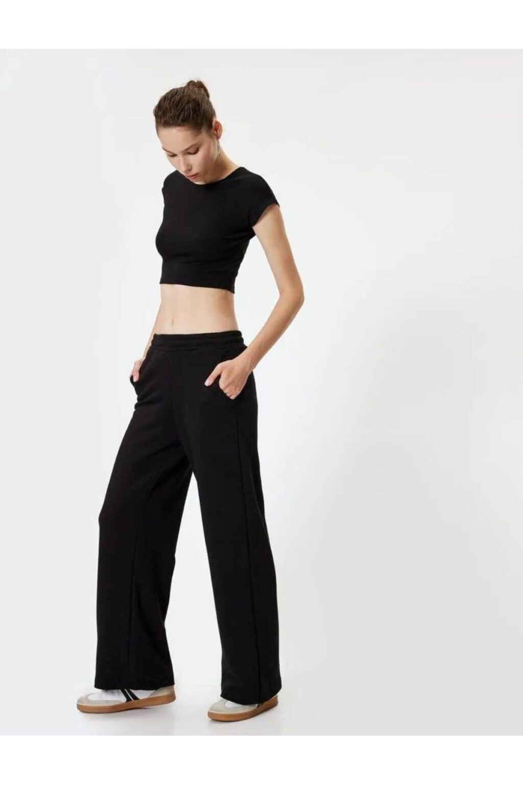 Koton Flare Leg Leggings Trousers Ribbed High Waist Slim Fit