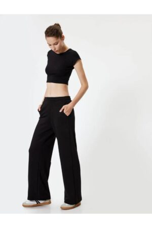 Koton Flare Leg Leggings Trousers Ribbed High Waist Slim Fit