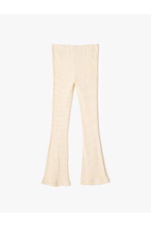 Koton Flared Leg Trousers Ribbed Elastic Waist