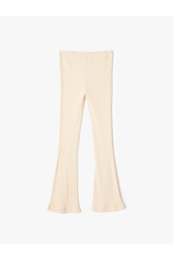 Koton Flared Leg Trousers Ribbed Elastic Waist