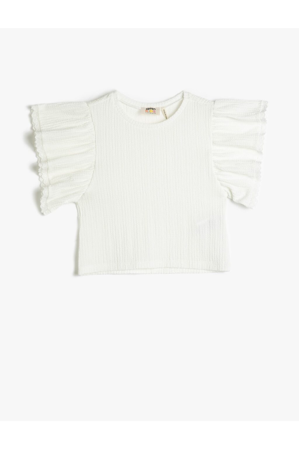Koton Flounce T-Shirt Crew Neck Embroidered Detail Short Sleeve