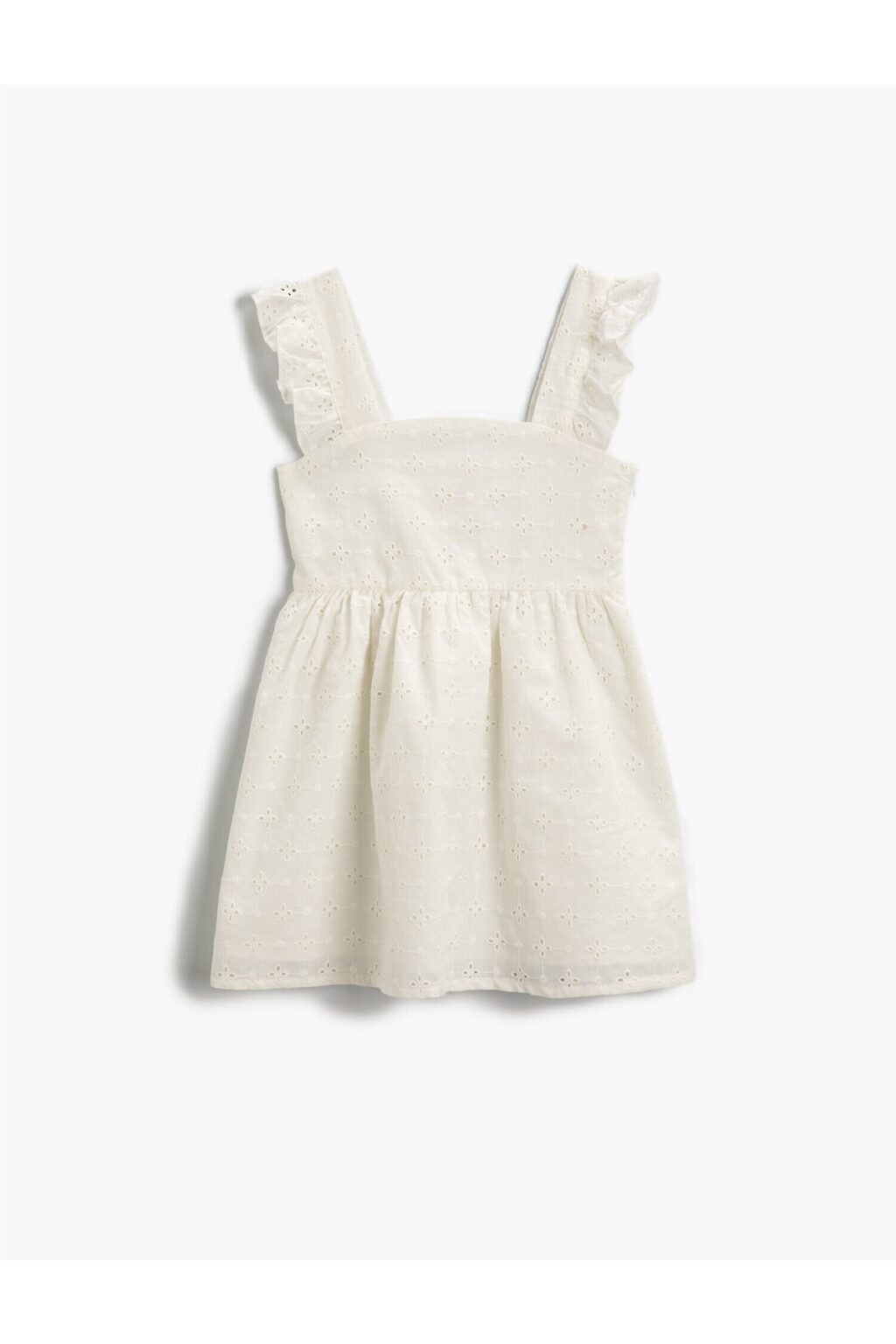 Koton Girls' Embroidered Ruffle Sleeve Mini Dress