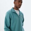 Koton Half Zippered Raised Cotton Blend Slogan Printed Sweatshirt