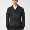 Koton Knitwear Zippered Sweater High Neck Houndstooth Detailed