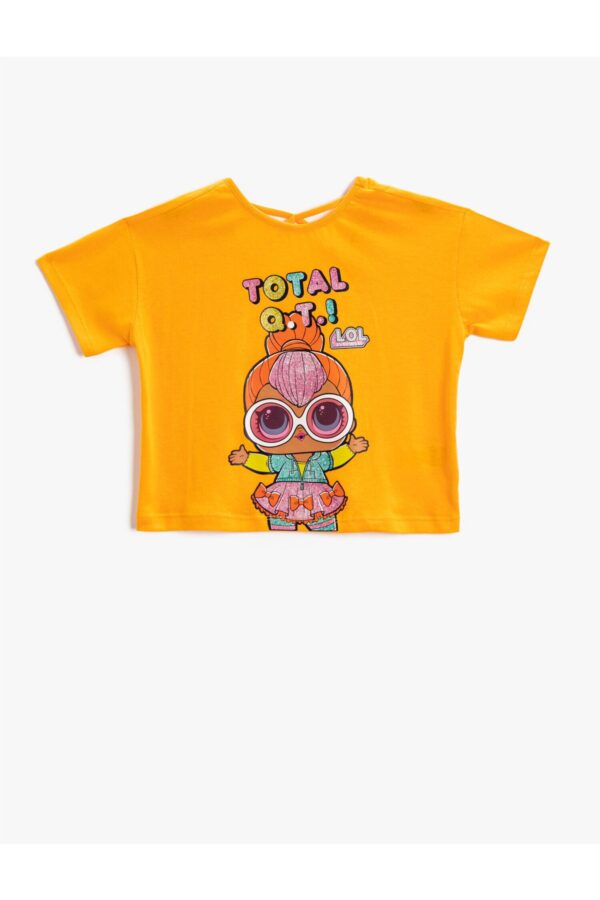 Koton Lol Printed Crop T-Shirt Licensed Short Sleeve Crew Neck Cotton